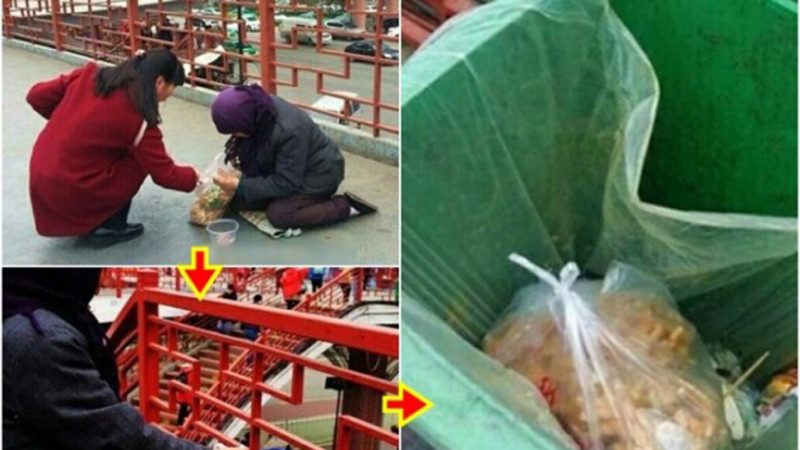 陝西假乞丐只收錢   將施捨食物丟垃圾桶