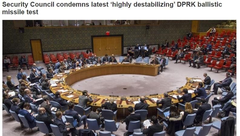 谴责朝鲜射飞弹危机 安理会一致同意制裁