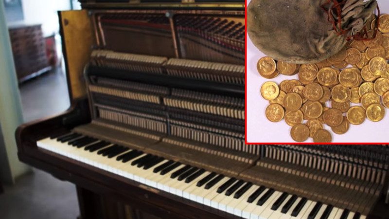 旧钢琴藏近千金币 英老夫妇捐财富不悔