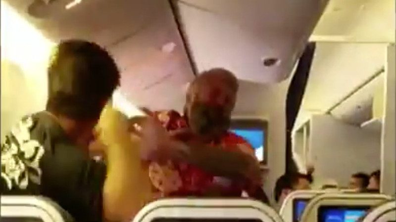 乘客用拳头说话 全日空航班上演全武行(视频)