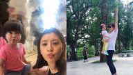 賈靜雯跟咘咘踢球玩 產後身材被評「太犯規」