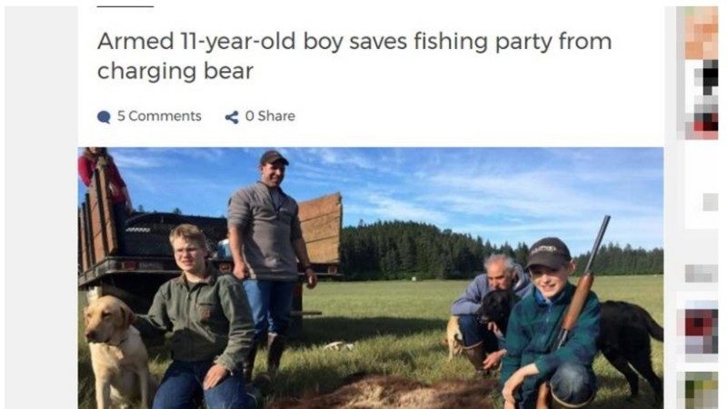 阿拉斯加州11歲男孩 開槍撃中棕熊救親人