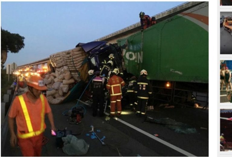 中山高追撞車禍 聯結車扭曲變形 2駕駛當場身亡