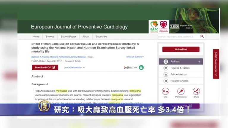 研究：吸大麻致高血壓死亡率 多3.4倍！