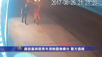 捣毁墓碑两青年清晰图像曝光 警方通缉