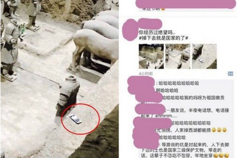 遊客手機掉落兵馬俑坑  導遊：已屬文物