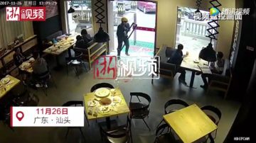 广东外卖小哥撞爆玻璃门 呆萌瞬间网上爆红