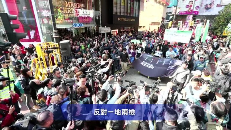 【禁闻】反一地两检 香港万人新年大游行