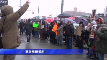 控诉房东试图驱逐 纽约稳租客冒雪集会