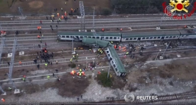 意大利米蘭火車脫軌 至少四死百餘傷