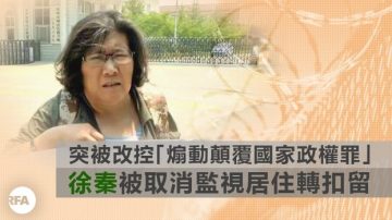 徐秦被加控「顛覆國家政權罪」 不准會見