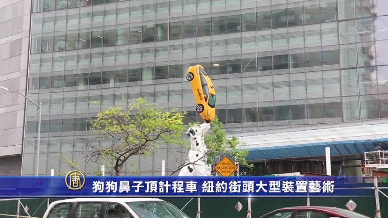 狗狗鼻子顶计程车 纽约街头立大型装置艺术