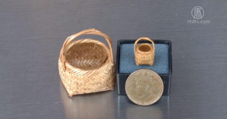 工藝高超 迷你竹籃小於一元硬幣