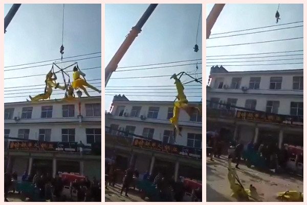河南4雜技藝人高空表演時墜地當場吐血昏迷 視頻 4名雜技藝人 新唐人中文電視台在線