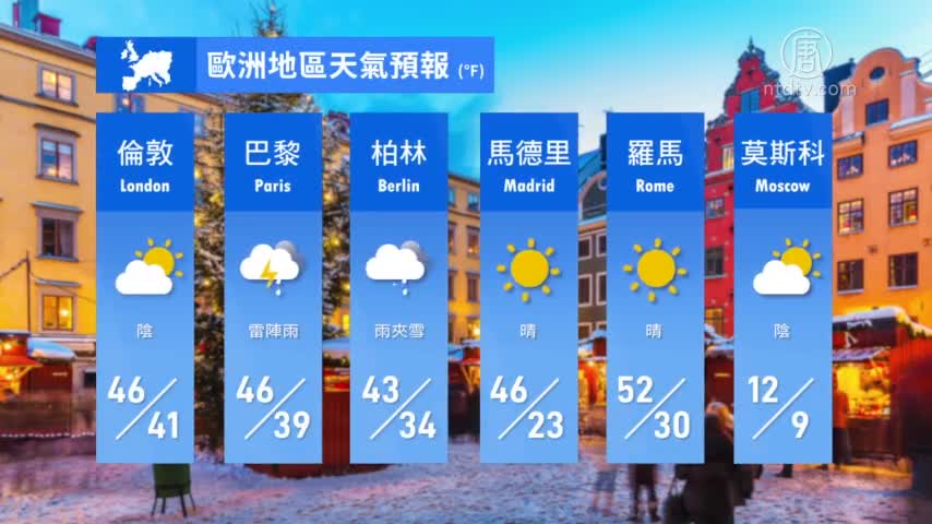 1月11日全球天氣預報 新唐人中文電視台在線