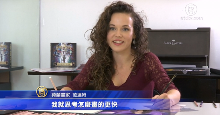 「左右開弓」成真 荷蘭女畫家可雙手作畫