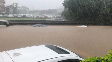 雨炸新竹！大雷雨护城河变汪洋一片