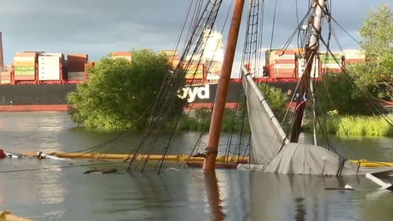 剛花150萬翻修古帆船 德國易北河撞貨輪沉沒