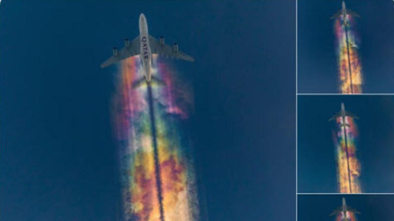 没修图非合成！德国摄影师拍下梦幻般“彩虹飞机云”