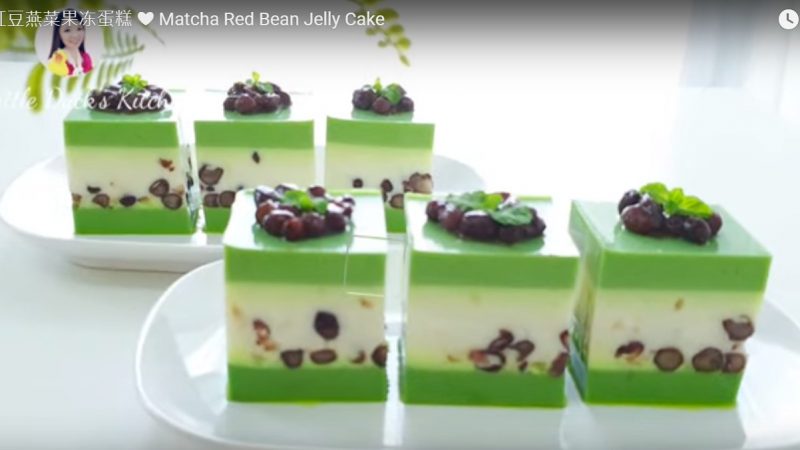 抹茶红豆燕菜果冻蛋糕（视频）