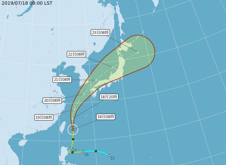 颱風丹娜絲北上 全台15縣市注意大雨