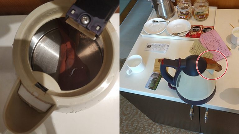 廣西男入住五星酒店 燒水壺內喝出襪子