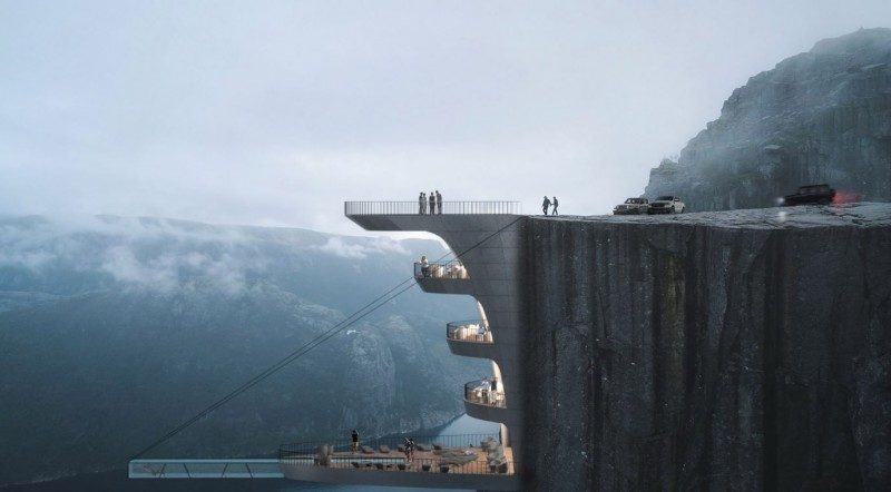挑戰心臟極限？挪威聖壇岩懸崖飯店效果圖曝光（組圖）
