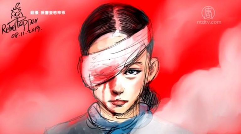 揭穿中共央視謊言 港女孩遭射爆眼畫面曝光