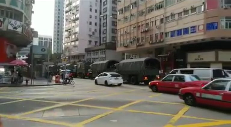 多輛中共軍車現香港街頭 引發各界猜測