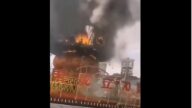 天滅中共？大陸慶十一巨型花籃起火焚毀