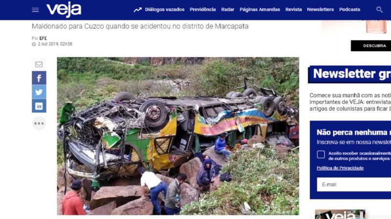 巴士坠百公尺深悬崖扭曲变形 秘鲁山区已知23死
