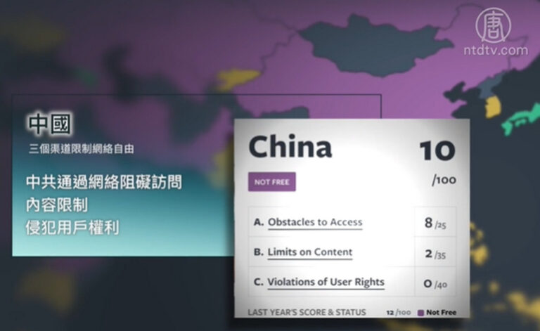 網絡自由度報告：中國連續四年最低