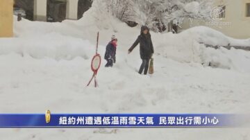 纽约州遭遇低温雨雪天气 民众出行需小心