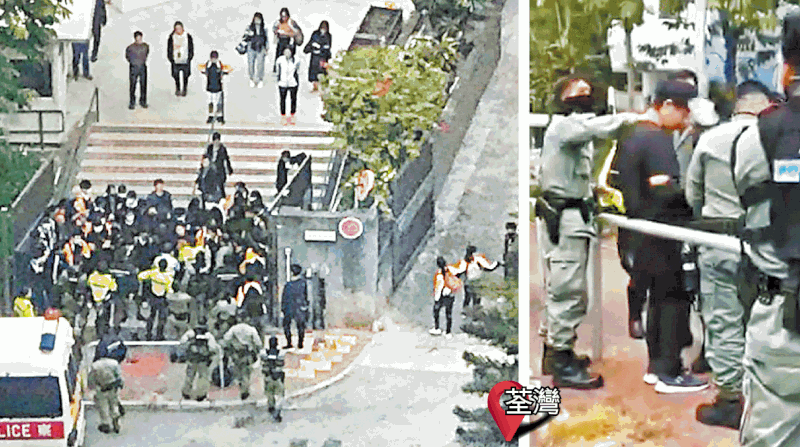 香港荃湾中学生罢课 抗议港警入校殴打学生
