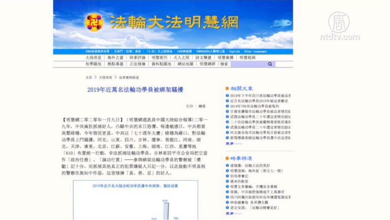 【禁聞】中共2019年綁架騷擾近萬名法輪功學員