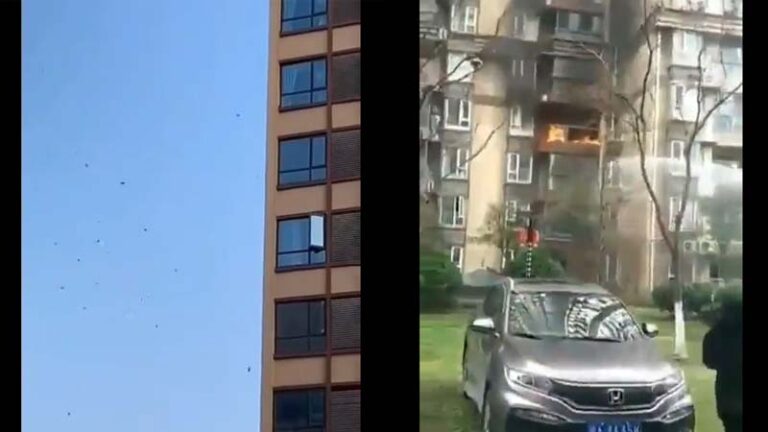 疑全家感染陷絕境 網傳武漢高樓撒錢 另一家爆炸（視頻）