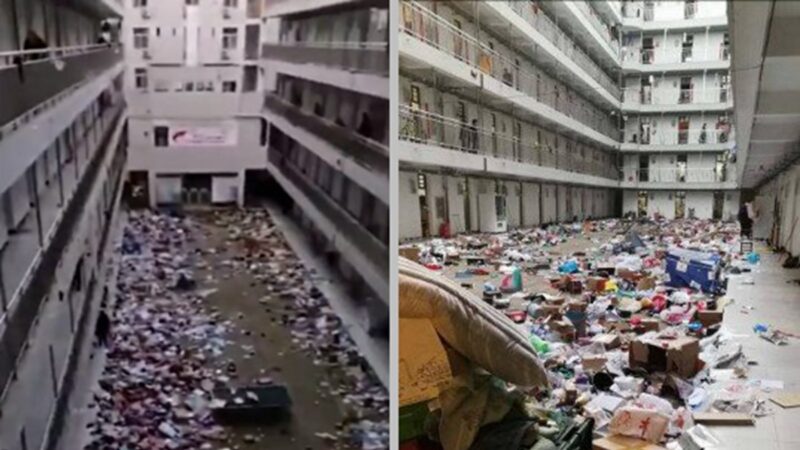 武汉十几所高校被征用 学生物品直接扔楼下(视频)