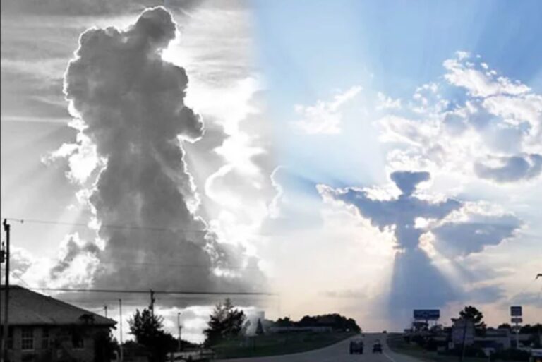 天空中天使形狀的雲彩  讓人覺得這是來自天堂的展現