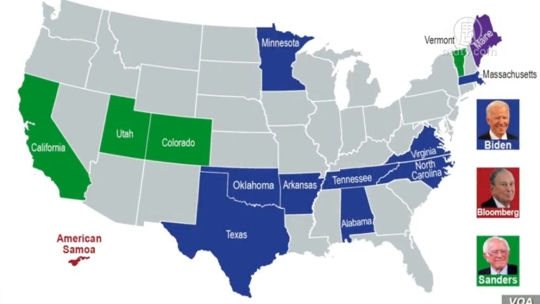 「超級星期二」初步結果  拜登領先桑德斯