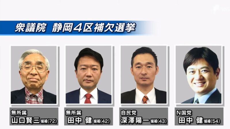 日本众议员补选 2人都叫田中健 3708票难区别