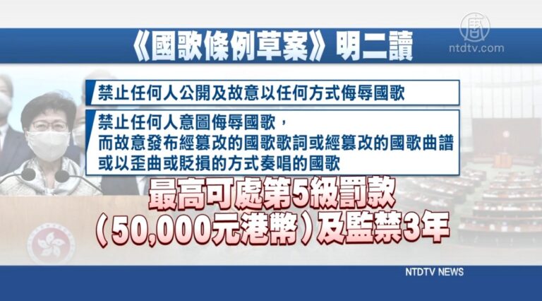 憂中共用國歌法限制言論自由 港人再抗爭