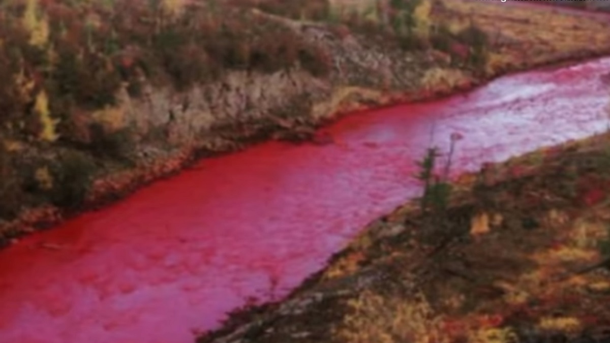 Течение реки красная. Красная река Далдыкан. Загрязнение реки Далдыкан. Кровавая река Далдыкан. Норильск красная река Далдыкан.