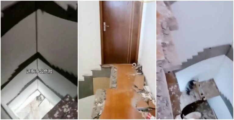 「中國製造」驚魂：五樓住戶清早出門發現樓梯不見了