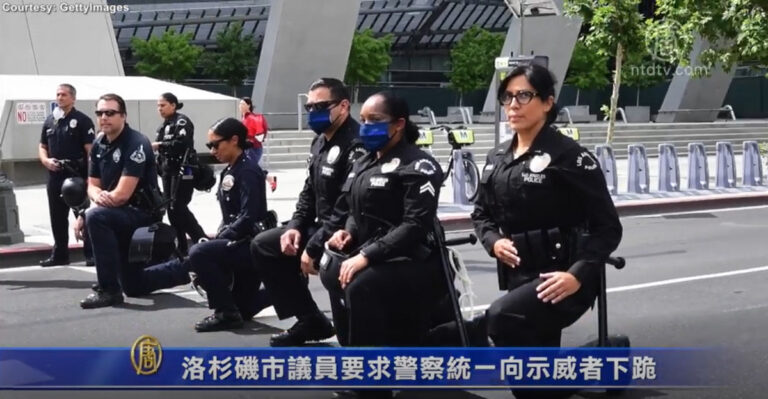 洛杉磯市議員要求警察統一向示威者下跪