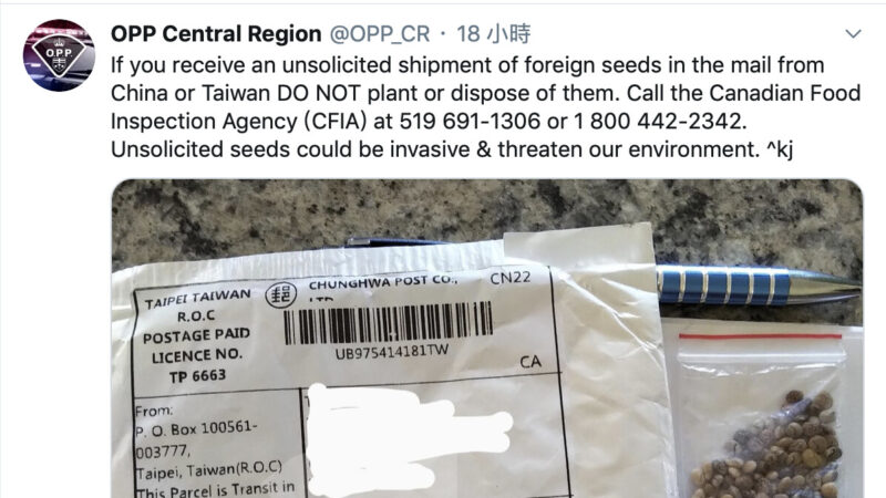 中國不明種子郵件泛濫歐美 台灣收到培養土