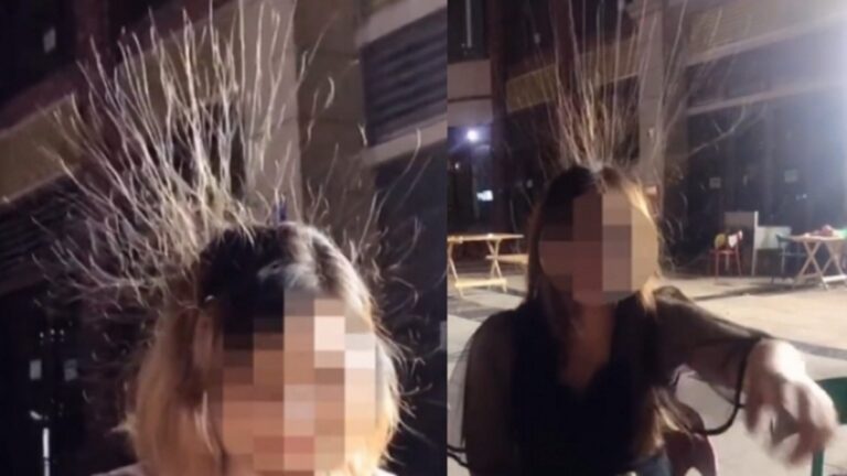 詭異！川女露天宵夜 同座人頭髮突豎起(視頻)