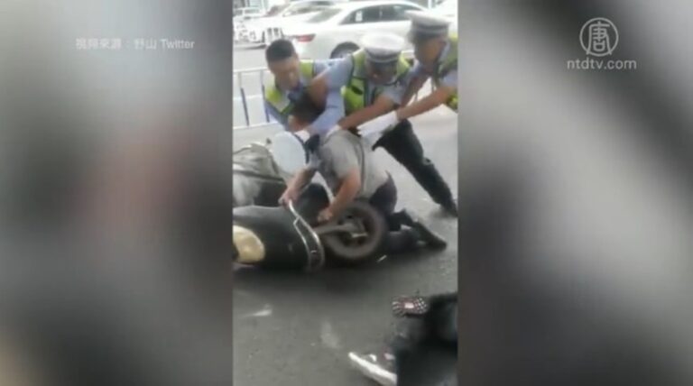 【禁聞】邵陽數千人抗議禁電動車 圍市府 追打交警