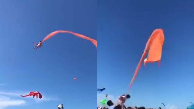 驚悚！新竹風箏節颳7級風 女童被捲上天(視頻)