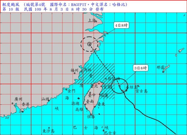 颱風哈格比持續增強 進入台灣東北部海面