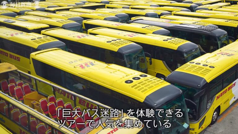 日本觀光巴士公司用60輛大巴 打造巨大迷宮